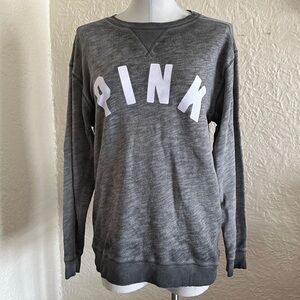 Victoria’s Secret Pink Gray Enzyme Washed White Logo Crew Neck Sweatshirt XS